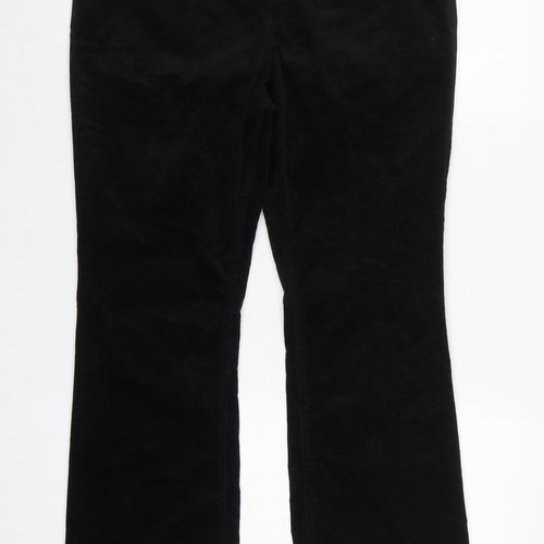 Marks & Spencer Women Black UK 16 Short Bootcut Stretch Corduroy Trousers