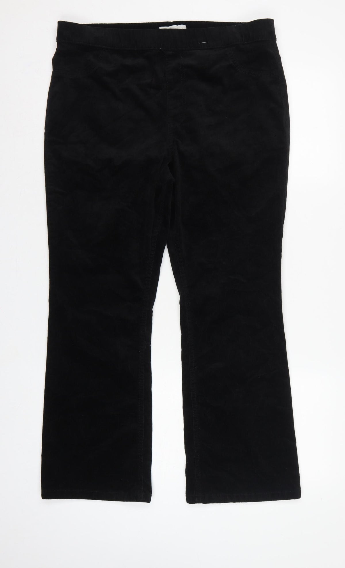 Marks & Spencer Women Black UK 16 Short Bootcut Stretch Corduroy Trousers