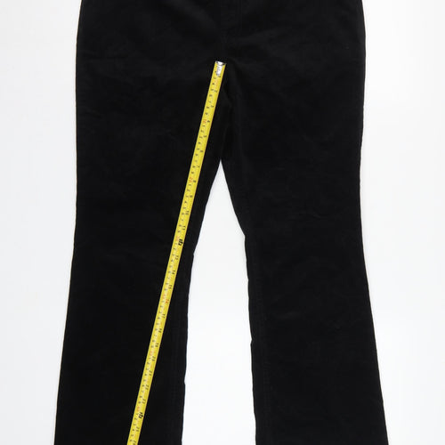Marks & Spencer Women Black UK 16 Short Bootcut Stretch Corduroy Trousers