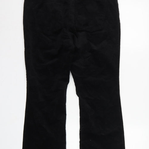 Marks & Spencer Women Black UK 16 Short Bootcut Stretch Corduroy Trousers