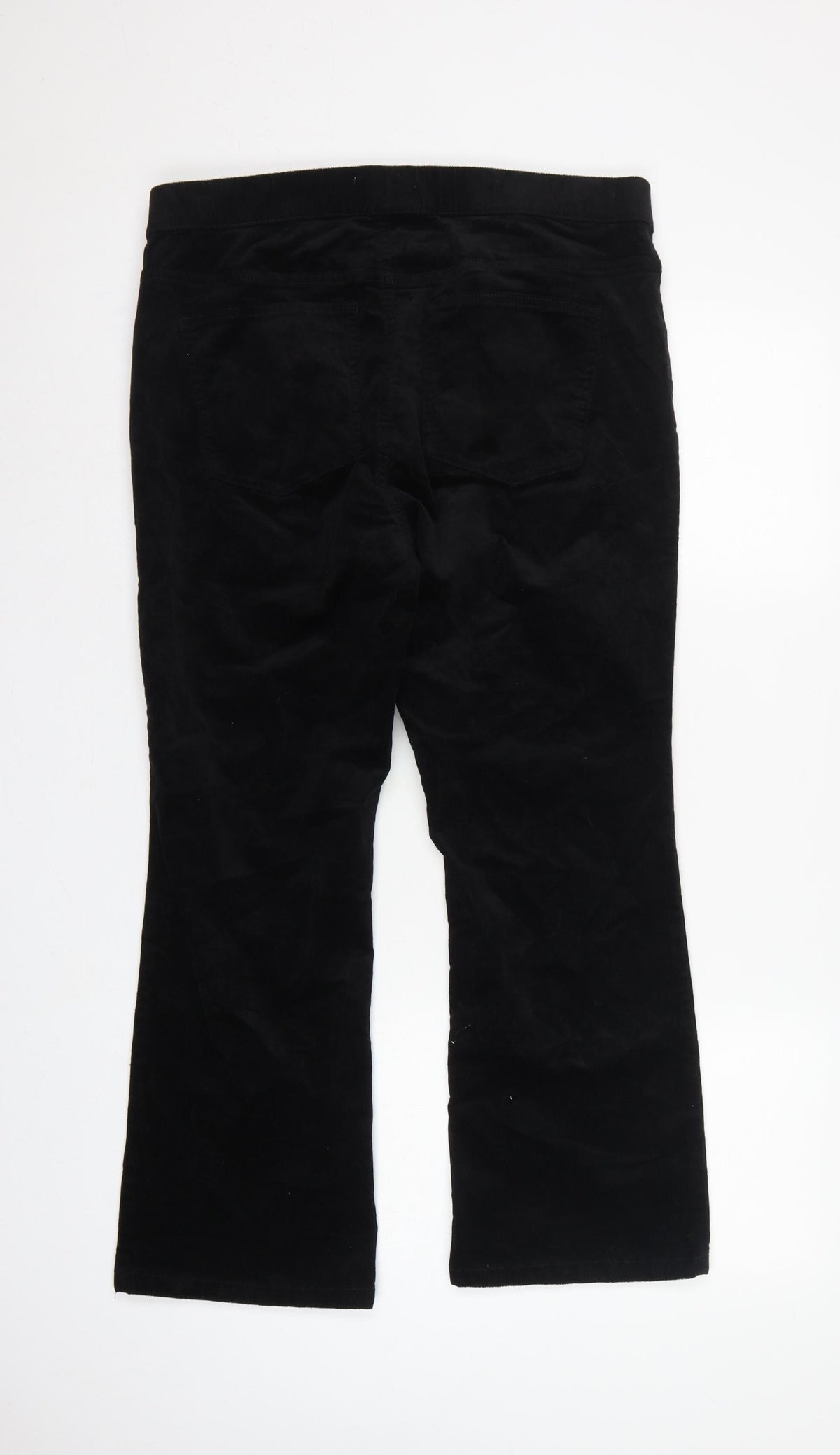 Marks & Spencer Women Black UK 16 Short Bootcut Stretch Corduroy Trousers