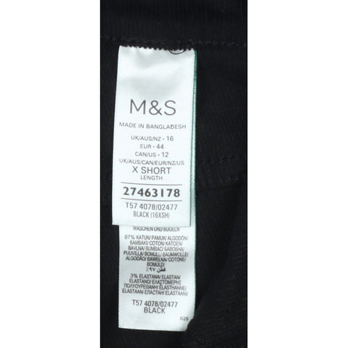 Marks & Spencer Women Black UK 16 Short Bootcut Stretch Corduroy Trousers