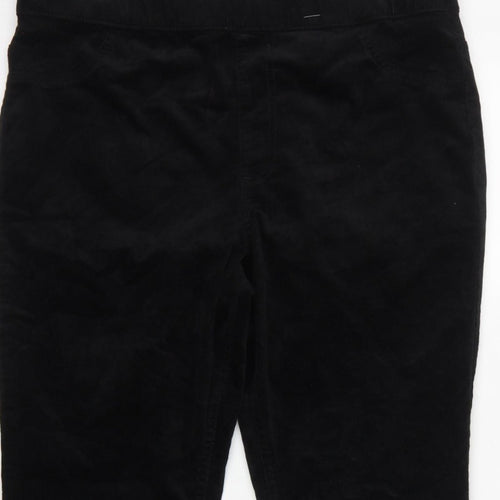 Marks & Spencer Women Black UK 16 Short Bootcut Stretch Corduroy Trousers