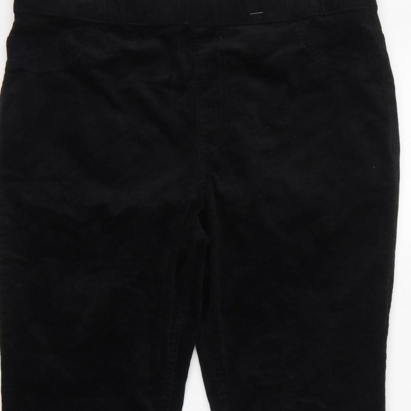 Marks & Spencer Women Black UK 16 Short Bootcut Stretch Corduroy Trousers