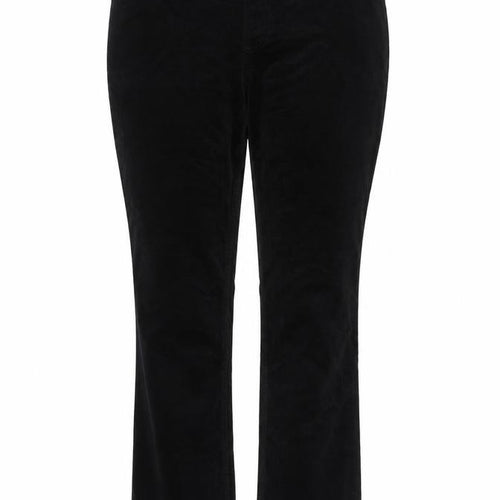 Marks & Spencer Women Black UK 16 Short Bootcut Stretch Corduroy Trousers