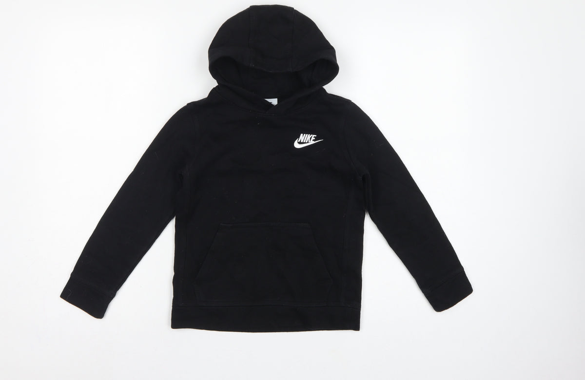 Nike Boys Black 6-7 Years Pullover Hoodie Logo Fleece