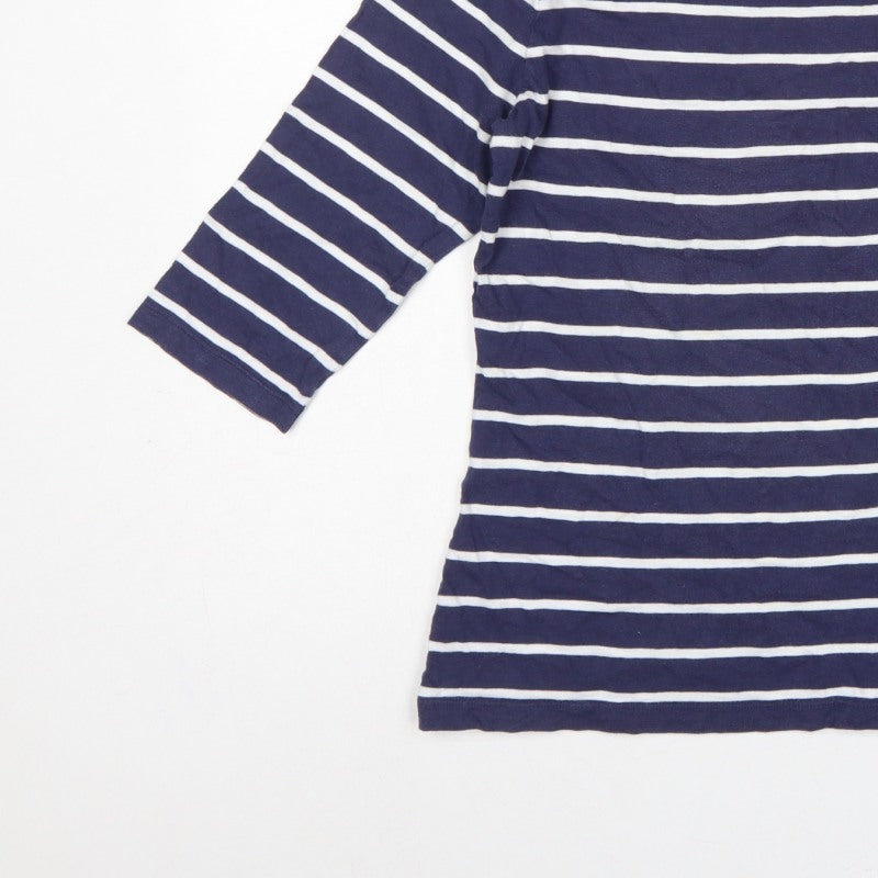 Charles Tyrwhitt Women’s Blue UK 10 Striped Jersey 3/4 Sleeve T-Shirt