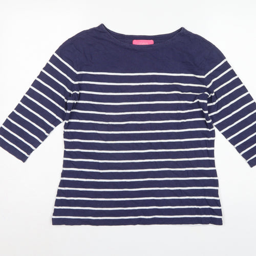 Charles Tyrwhitt Women’s Blue UK 10 Striped Jersey 3/4 Sleeve T-Shirt