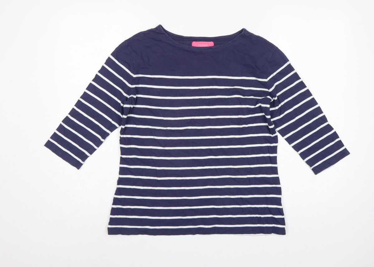 Charles Tyrwhitt Women’s Blue UK 10 Striped Jersey 3/4 Sleeve T-Shirt