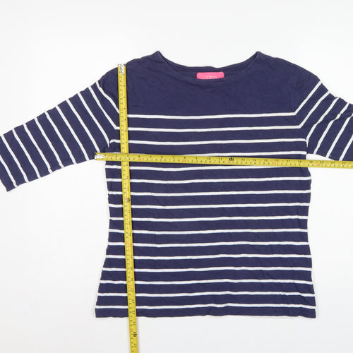 Charles Tyrwhitt Women’s Blue UK 10 Striped Jersey 3/4 Sleeve T-Shirt