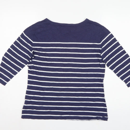 Charles Tyrwhitt Women’s Blue UK 10 Striped Jersey 3/4 Sleeve T-Shirt