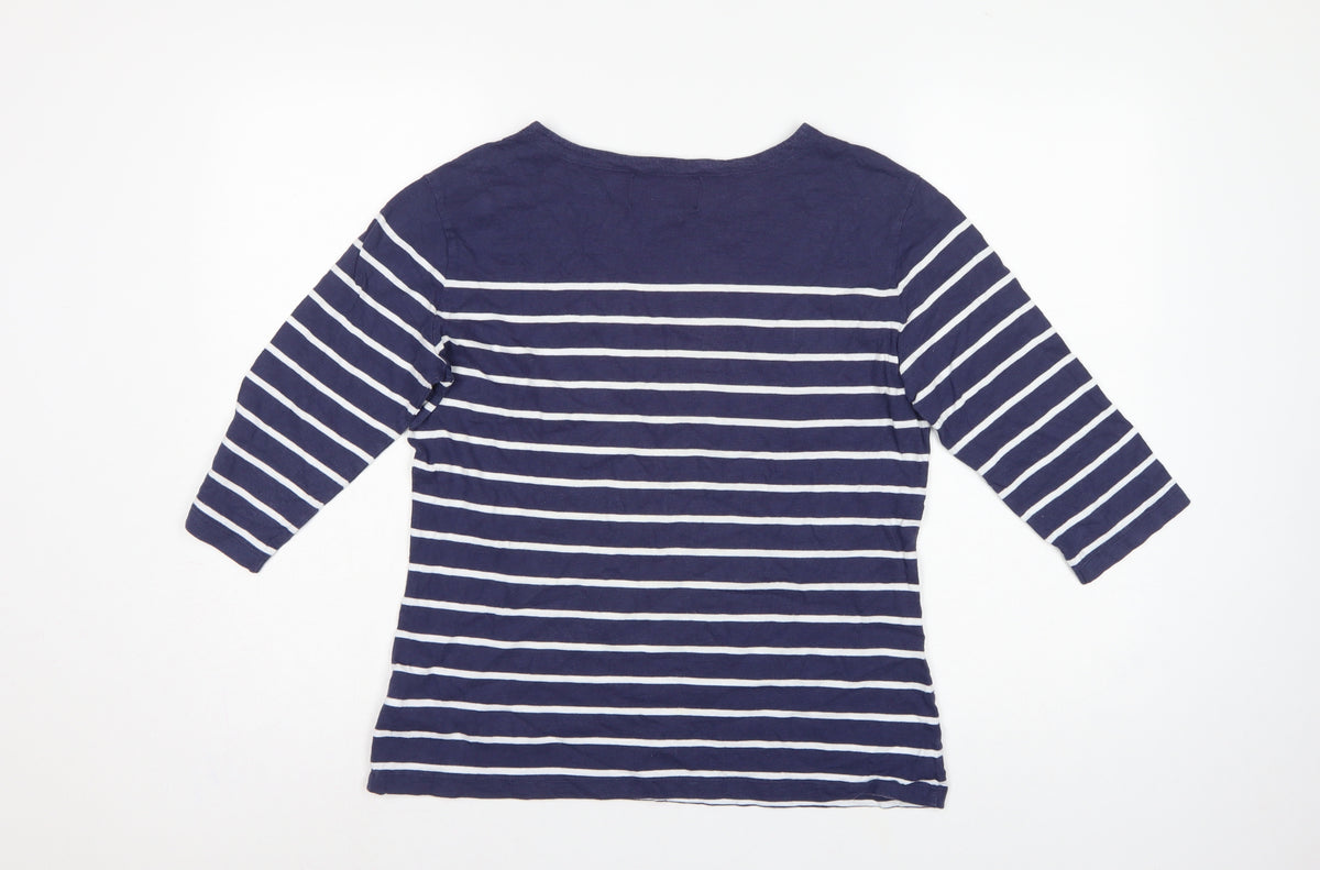 Charles Tyrwhitt Women’s Blue UK 10 Striped Jersey 3/4 Sleeve T-Shirt