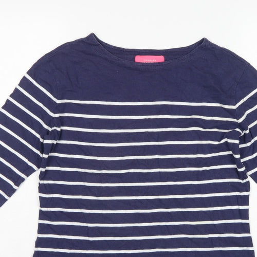 Charles Tyrwhitt Women’s Blue UK 10 Striped Jersey 3/4 Sleeve T-Shirt