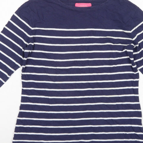 Charles Tyrwhitt Women’s Blue UK 10 Striped Jersey 3/4 Sleeve T-Shirt