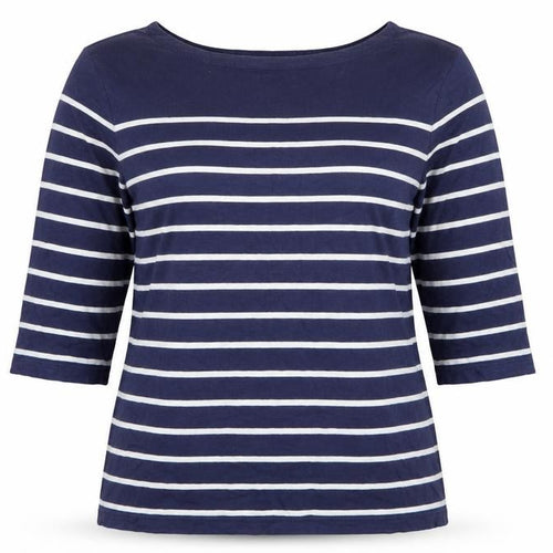 Charles Tyrwhitt Women’s Blue UK 10 Striped Jersey 3/4 Sleeve T-Shirt