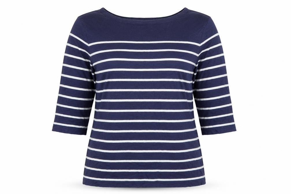 Charles Tyrwhitt Women’s Blue UK 10 Striped Jersey 3/4 Sleeve T-Shirt