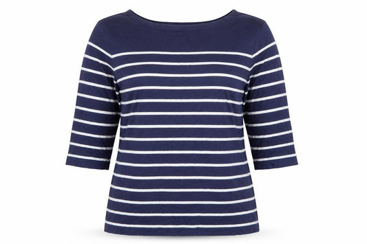 Charles Tyrwhitt Women’s Blue UK 10 Striped Jersey 3/4 Sleeve T-Shirt