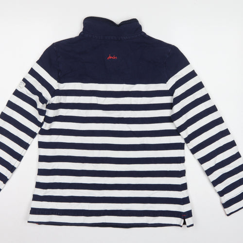 Joules Women Blue Stripe UK 14 Henley Button Neck Sweatshirt