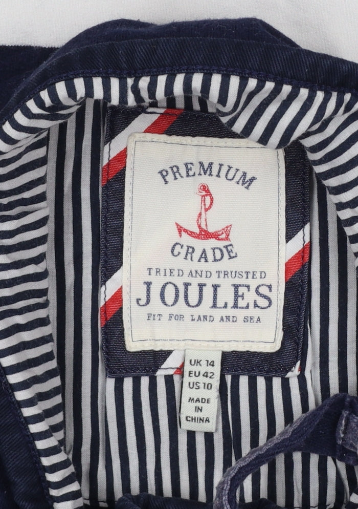 Joules Women Blue Stripe UK 14 Henley Button Neck Sweatshirt