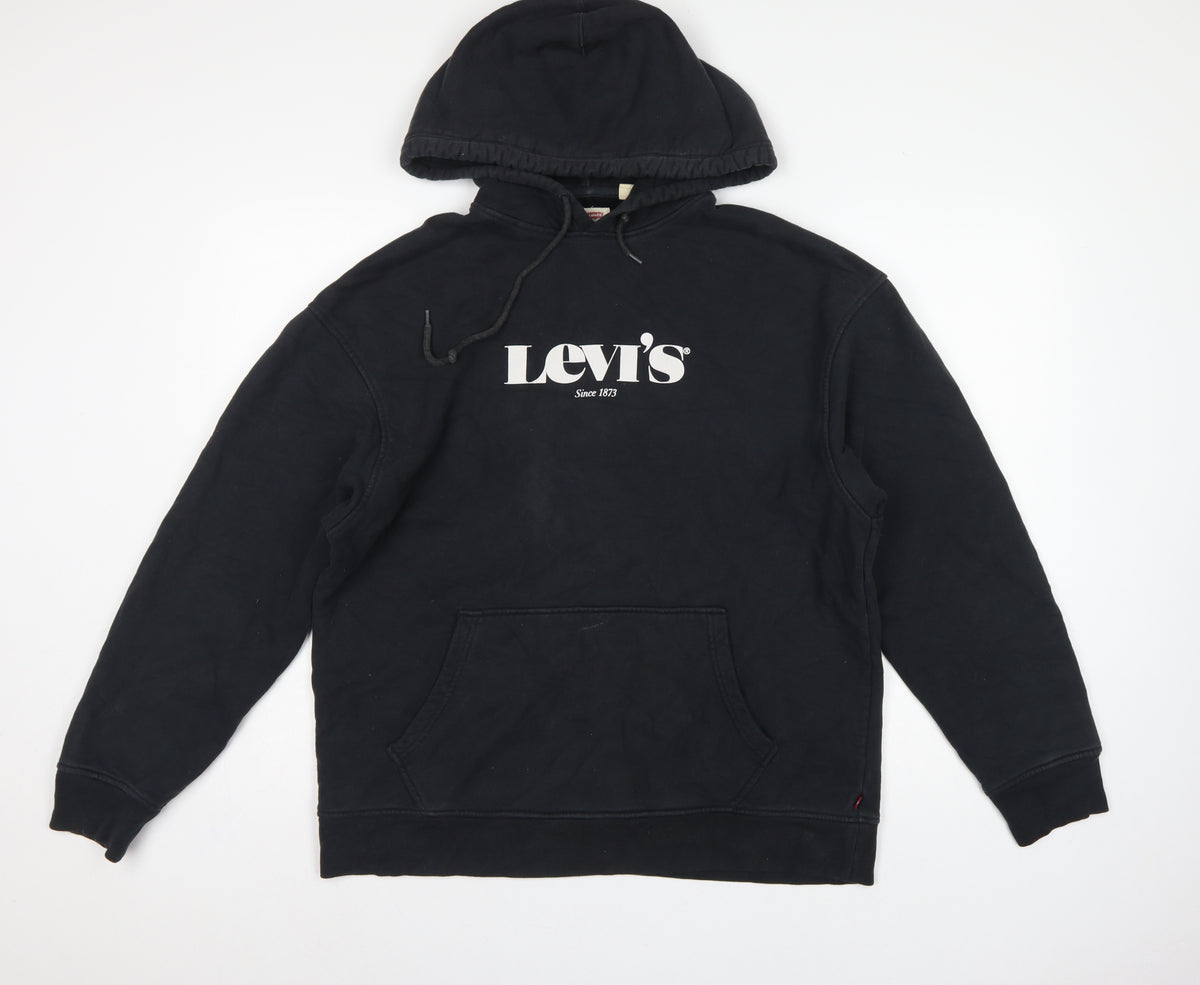 Levi's Men's Black M Relaxed Pullover Logo Cotton Hoodie