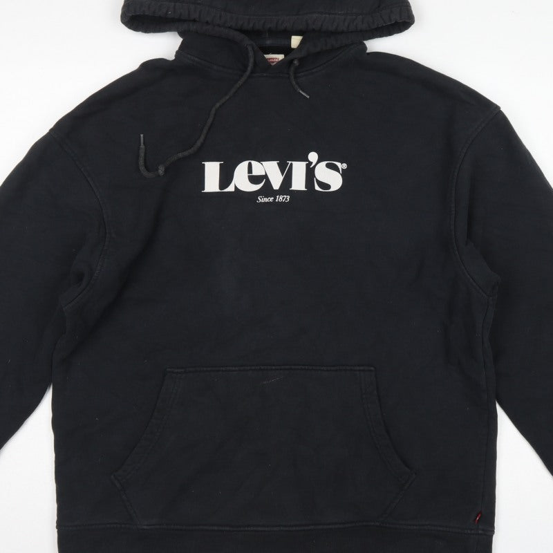 Levi's Men's Black M Relaxed Pullover Logo Cotton Hoodie