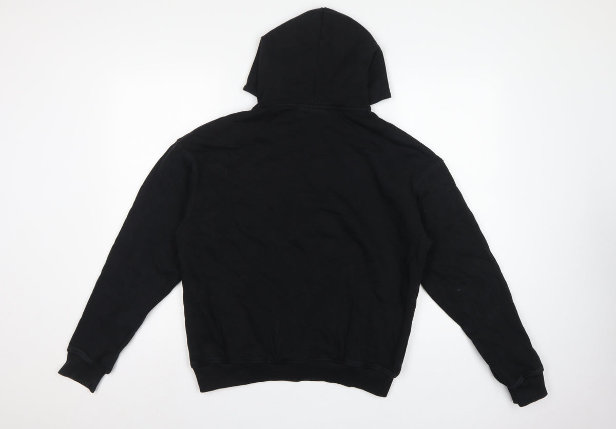 Brand and care label for Couture Women’s Black XS Pullover Hoodie Embroidered Logo Pockets