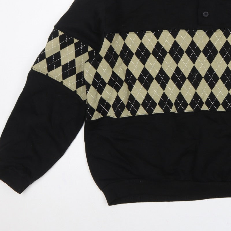 Weekday Men’s Black M Argyle Henley Collared Sweatshirt