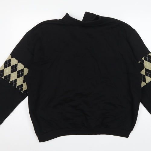 Weekday Men’s Black M Argyle Henley Collared Sweatshirt