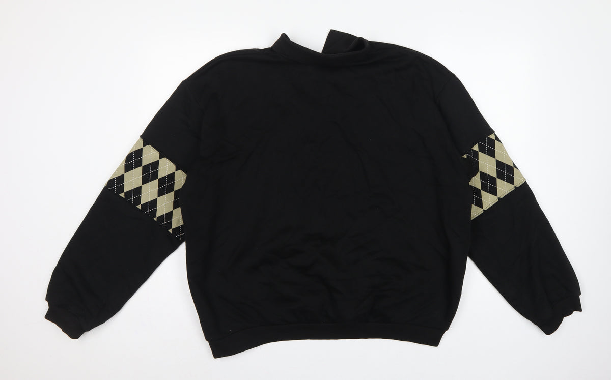 Weekday Men’s Black M Argyle Henley Collared Sweatshirt