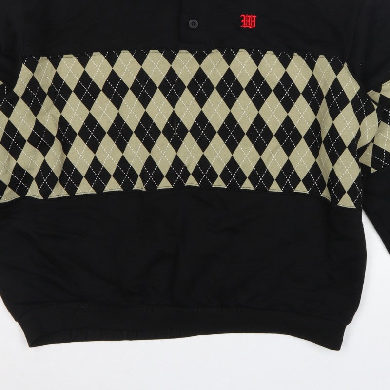 Weekday Men’s Black M Argyle Henley Collared Sweatshirt