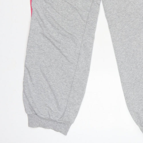 Adidas Women Grey UK 18 3 Stripe Fleece Jogger Sweatpants