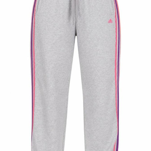 Adidas Women Grey UK 18 3 Stripe Fleece Jogger Sweatpants