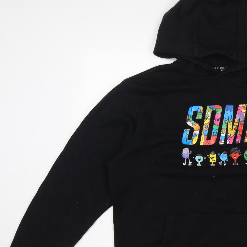 SOMN Men’s Black L Pullover Hoodie Mr Men Little Miss Graphic Print