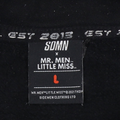 SOMN Men’s Black L Pullover Hoodie Mr Men Little Miss Graphic Print