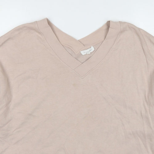 The White Company Women's Beige L V-Neck Pullover Sweatshirt Cotton