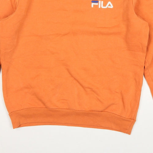 Fila Men's Orange M Crew Neck Logo Pullover Sweatshirt