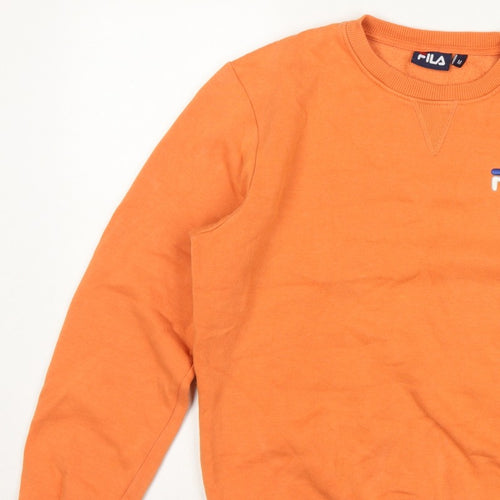 Fila Men's Orange M Crew Neck Logo Pullover Sweatshirt
