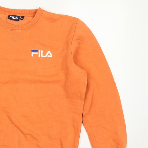 Fila Men's Orange M Crew Neck Logo Pullover Sweatshirt