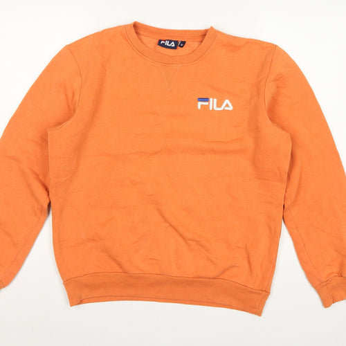 Fila Men's Orange M Crew Neck Logo Pullover Sweatshirt