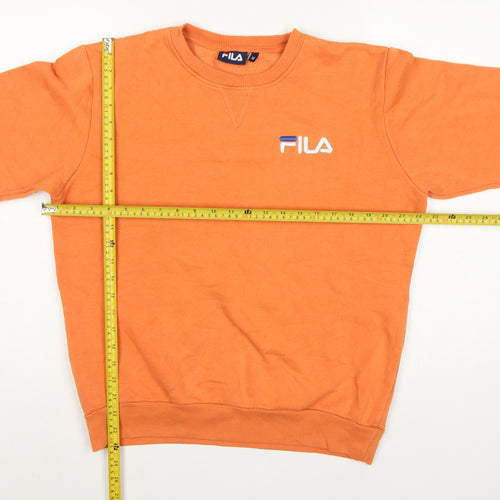 Fila Men's Orange M Crew Neck Logo Pullover Sweatshirt