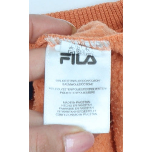 Fila Men's Orange M Crew Neck Logo Pullover Sweatshirt