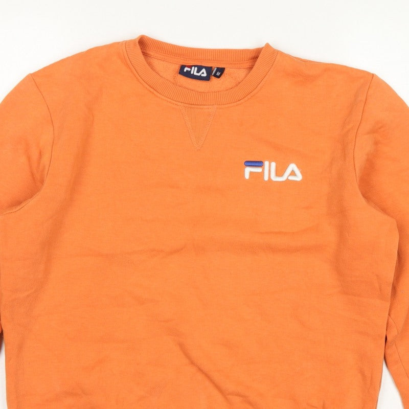 Fila Men's Orange M Crew Neck Logo Pullover Sweatshirt
