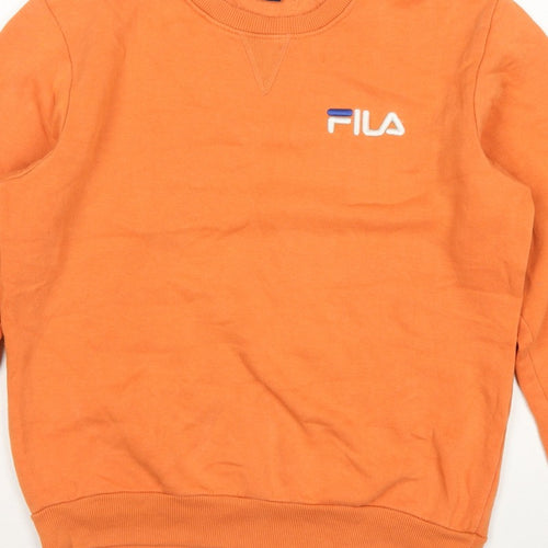 Fila Men's Orange M Crew Neck Logo Pullover Sweatshirt