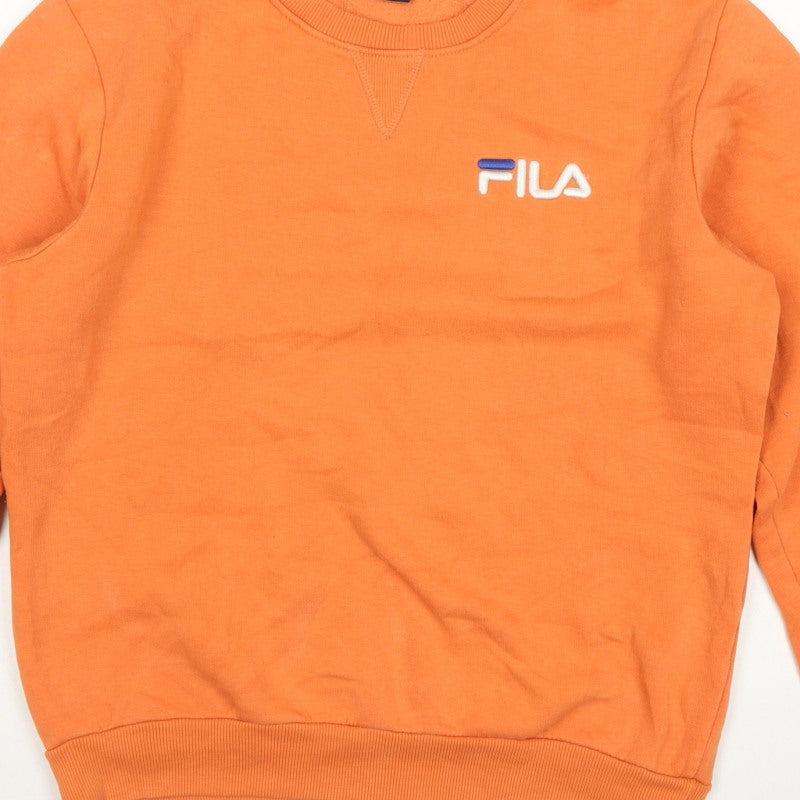 Fila Men's Orange M Crew Neck Logo Pullover Sweatshirt