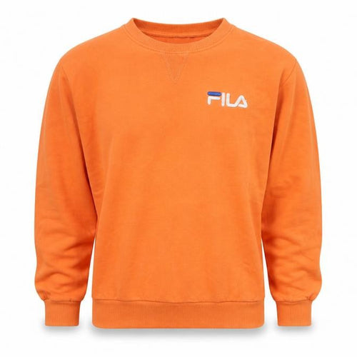 Fila Men's Orange M Crew Neck Logo Pullover Sweatshirt
