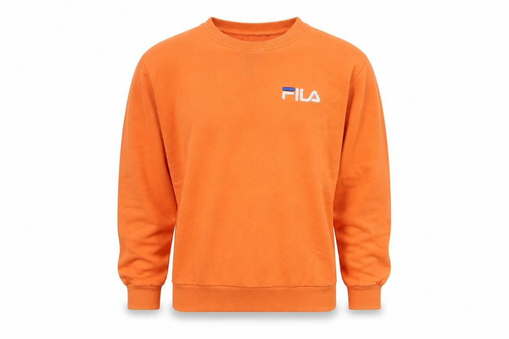 Fila Men's Orange M Crew Neck Logo Pullover Sweatshirt