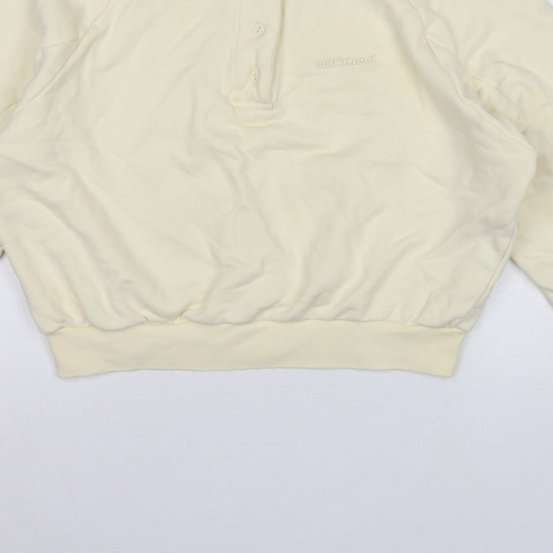 Additional view of Cernucci Women’s Ivory XS Henley Logo Sweatshirt High Neck