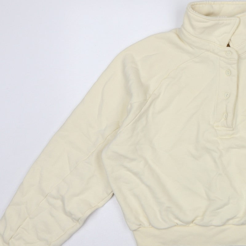 Additional view of Cernucci Women’s Ivory XS Henley Logo Sweatshirt High Neck