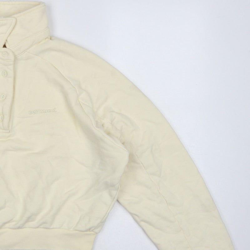 Additional view of Cernucci Women’s Ivory XS Henley Logo Sweatshirt High Neck