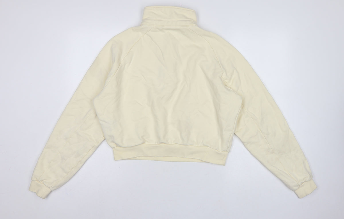 Brand and care label for Cernucci Women’s Ivory XS Henley Logo Sweatshirt High Neck
